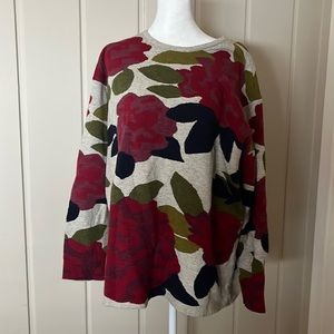 J Jill adorable floral wool blend sweater